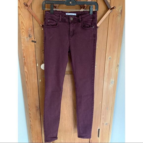 Zara dark plum color stretch denim skinny jeans - Picture 2 of 8